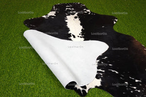 Tricolor Cowhide (5 X 5 ft.) Medium Size Exact As Photo Cowhide RUG | 100% Natural Cowhide Rug | Real Hair-on Cowhide Leather Rug | C837