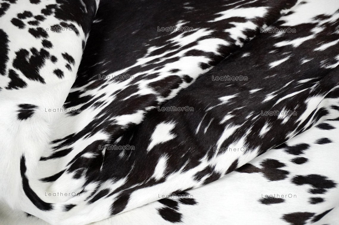 Black White XLARGE (5.7 X 6 ft.) Exact As Photo Cowhide Rug | 100% Natural Cowhide Area Rug | Real Hair-on Leather Cowhide Rug | C839