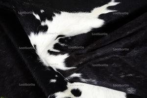 Black White Small (4 X 4.9 ft.) Exact As Photo Cowhide Rug | 100% Natural Cowhide Area Rug | Real Hair-on Leather Cowhide Rug | C840