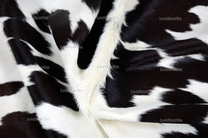 Black White Small (4.7 X 4.7 ft.) Exact As Photo Cowhide Rug | 100% Natural Cowhide Area Rug | Real Hair-on Leather Cowhide Rug | C844