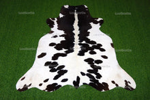 Load image into Gallery viewer, Black White Small (4.7 X 4.7 ft.) Exact As Photo Cowhide Rug | 100% Natural Cowhide Area Rug | Real Hair-on Leather Cowhide Rug | C844
