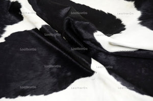 Black White Large (5 X 5.6 ft.) Exact As Photo Cowhide Area RUG | 100% Natural Cowhide Rug | Genuine Hair-on Cowhide Leather Rug | C850