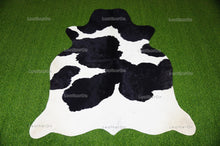 Load image into Gallery viewer, Black White Large (5 X 5.6 ft.) Exact As Photo Cowhide Area RUG | 100% Natural Cowhide Rug | Genuine Hair-on Cowhide Leather Rug | C850
