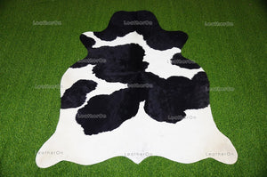 Black White Large (5 X 5.6 ft.) Exact As Photo Cowhide Area RUG | 100% Natural Cowhide Rug | Genuine Hair-on Cowhide Leather Rug | C850