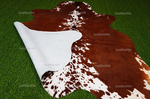 Brown White Large (5.5 X 5.5 ft.) Exact As Photo Cowhide Area RUG | 100% Natural Cowhide Rug | Genuine Hair-on Cowhide Leather Rug | C855