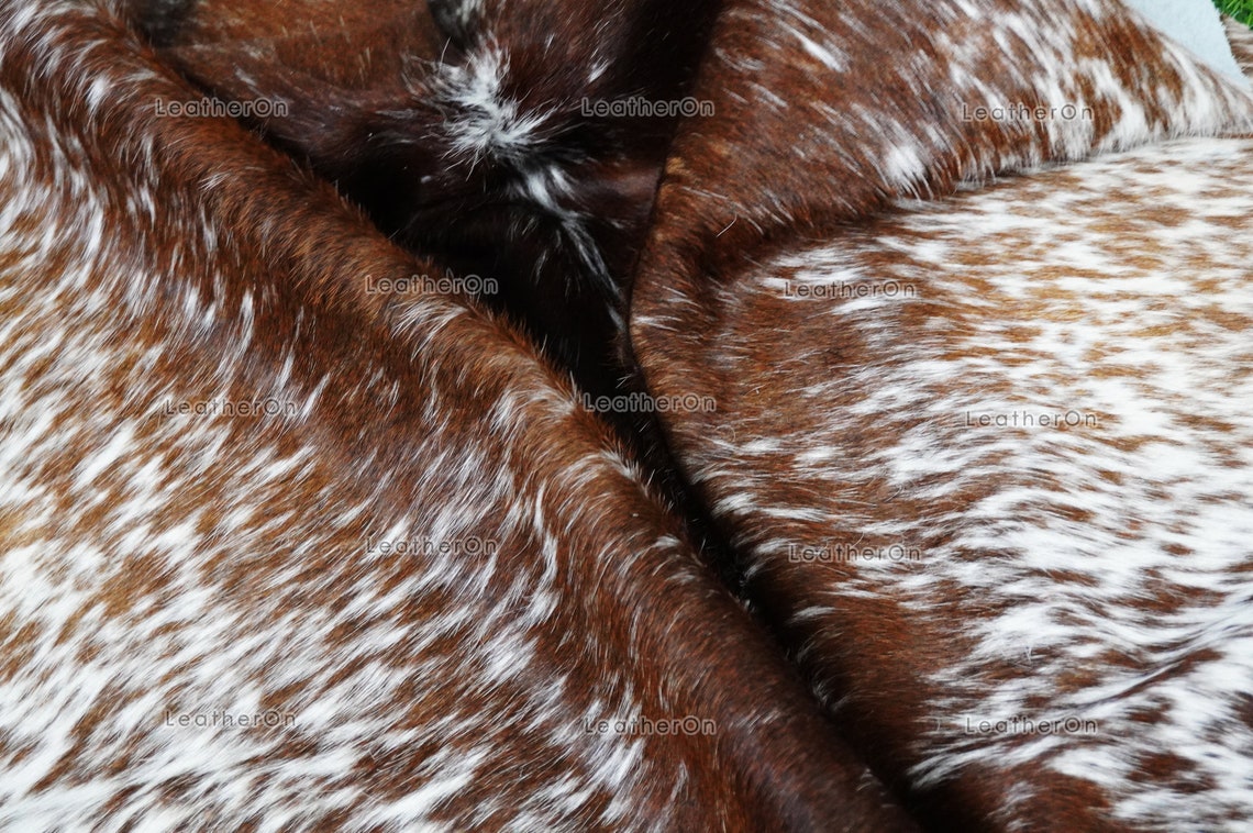 Tricolor Cowhide (5 X 4.8 ft.) Medium Size Exact As Photo Cowhide RUG | 100% Natural Cowhide Rug | Real Hair-on Cowhide Leather Rug | C856