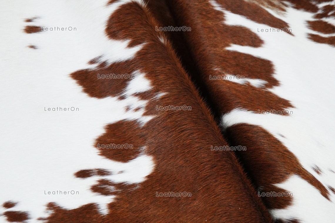 Brown White Small (5 X 4 ft.) Exact As Photo Cowhide Rug | 100% Natural Cowhide Area Rug | Real Hair-on Leather Cowhide Rug | C863