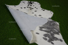 Load image into Gallery viewer, Gray White Small (4 X 3.5 ft.) Exact As Photo Cowhide Rug | 100% Natural Cowhide Area Rug | Real Hair-on Leather Cowhide Rug | C864
