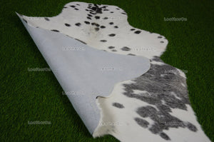 Gray White Small (4 X 3.5 ft.) Exact As Photo Cowhide Rug | 100% Natural Cowhide Area Rug | Real Hair-on Leather Cowhide Rug | C864