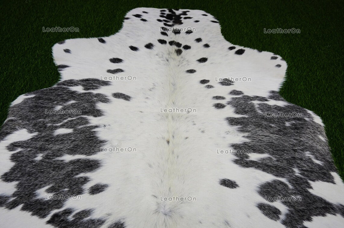 Gray White Small (4 X 3.5 ft.) Exact As Photo Cowhide Rug | 100% Natural Cowhide Area Rug | Real Hair-on Leather Cowhide Rug | C864