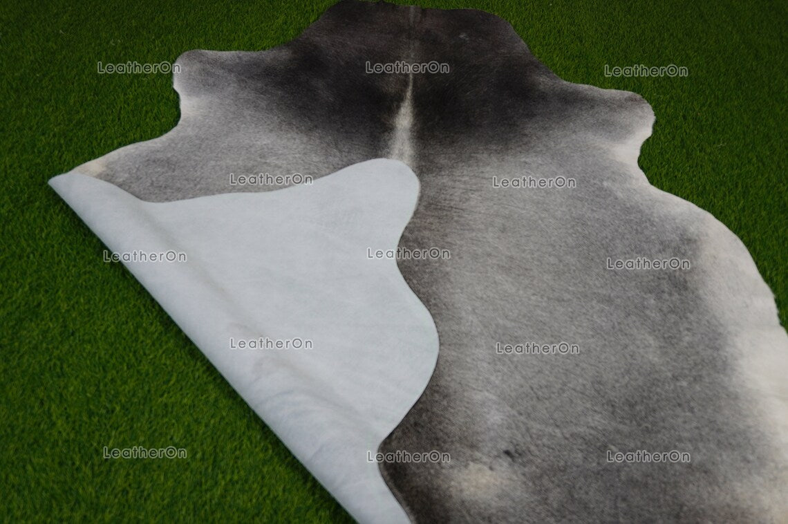 Gray Cowhide (5 X 5 ft.) Medium Size Exact As Photo Cowhide RUG | 100% Natural Cowhide Rug | Real Hair-on Cowhide Leather Rug | C865