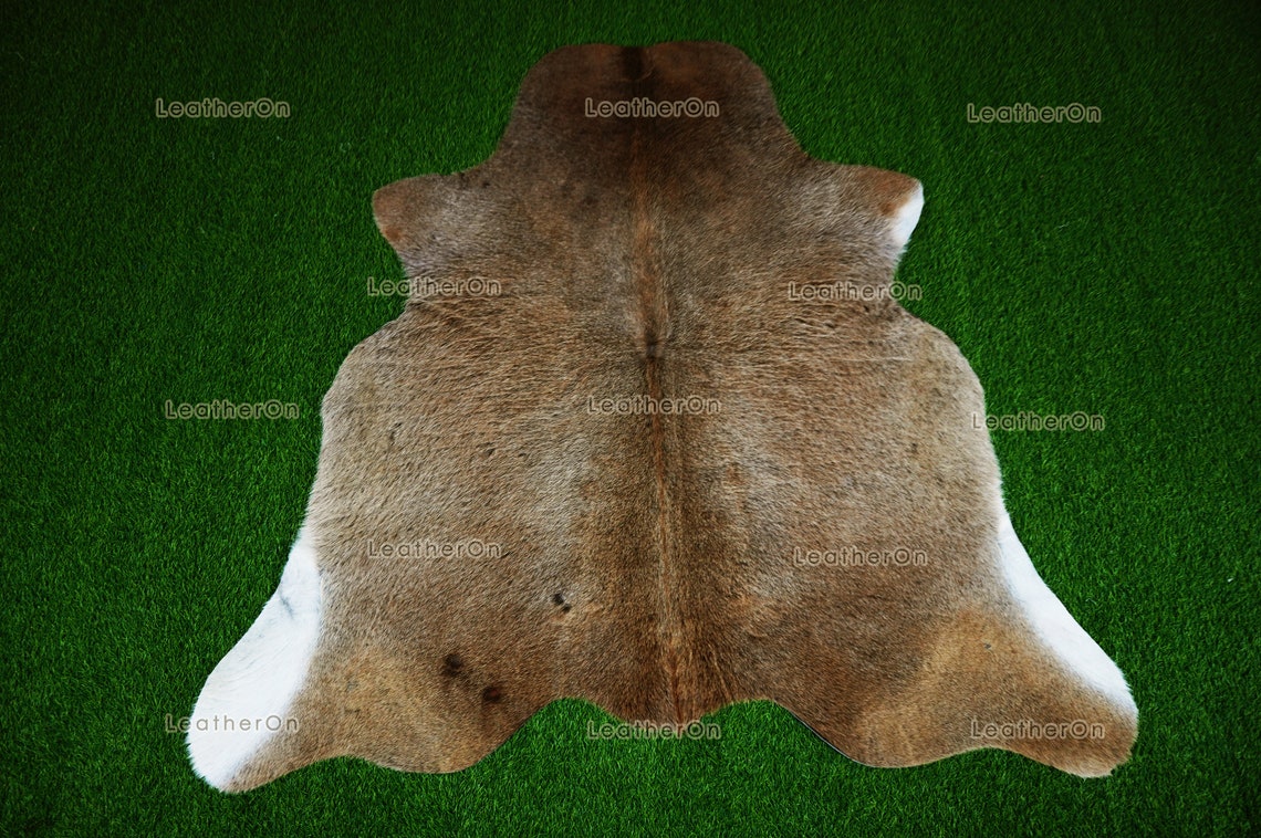 Tricolor Small (4.8 X 4.6 ft.) Exact As Photo Cowhide Rug | 100% Natural Cowhide Area Rug | Real Hair-on Leather Cowhide Rug | C866