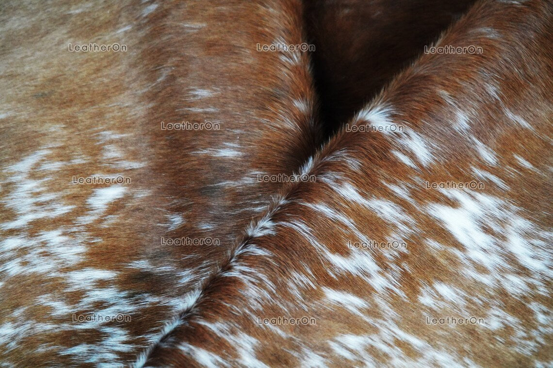Tricolor Small (4.6 X 4.6 ft.) Exact As Photo Cowhide Rug | 100% Natural Cowhide Area Rug | Real Hair-on Leather Cowhide Rug | C872