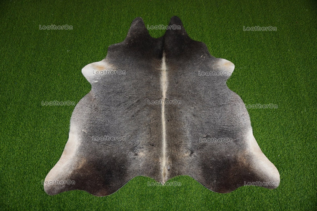Gray White Cowhide (5 X 4.9 ft.) Medium Size Exact As Photo Cowhide RUG | 100% Natural Cowhide Rug | Real Hair-on Cowhide Leather Rug | C874