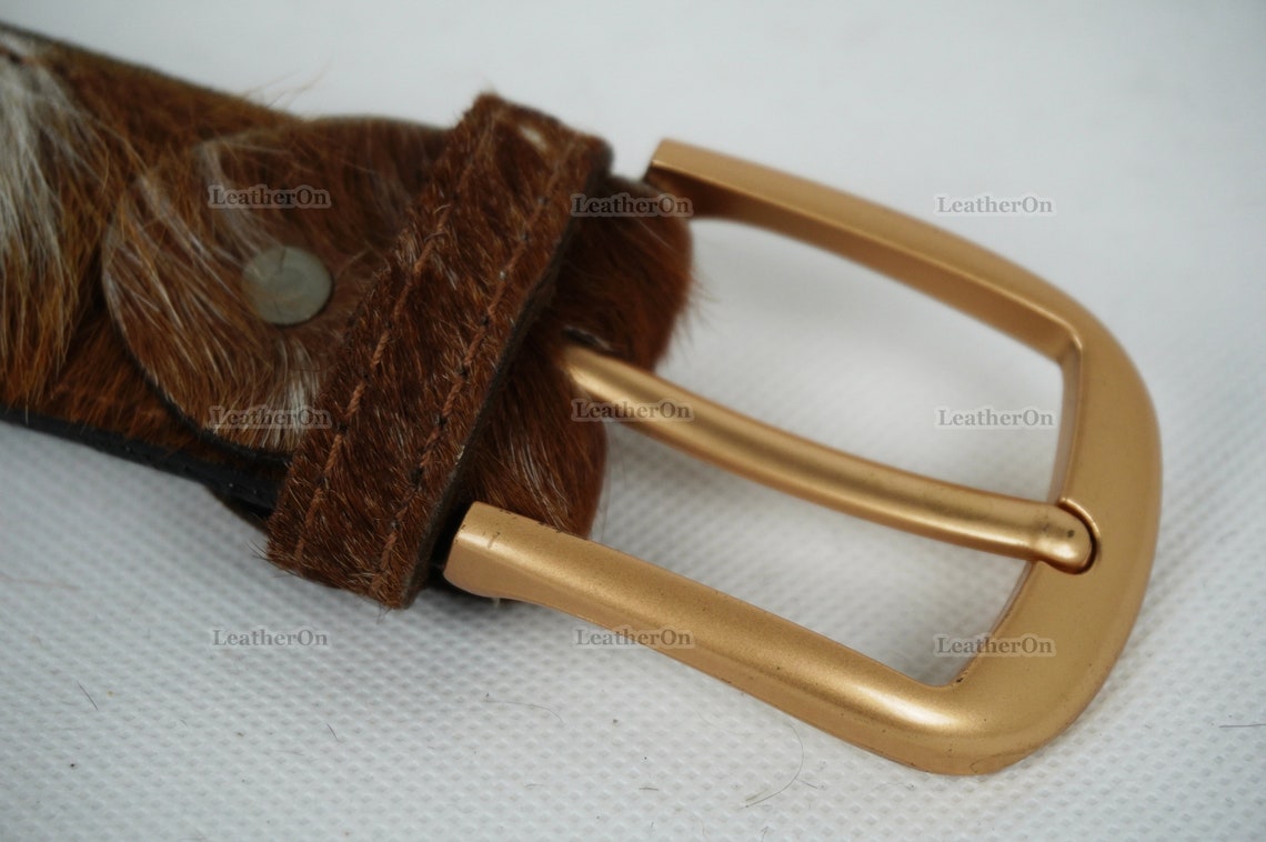 Genuine COWHIDE BELTS with Full Grain Leather Backside | Unisex 100% Natural Cow hide Belts | REAL Hair on Leather Belts | BLT16