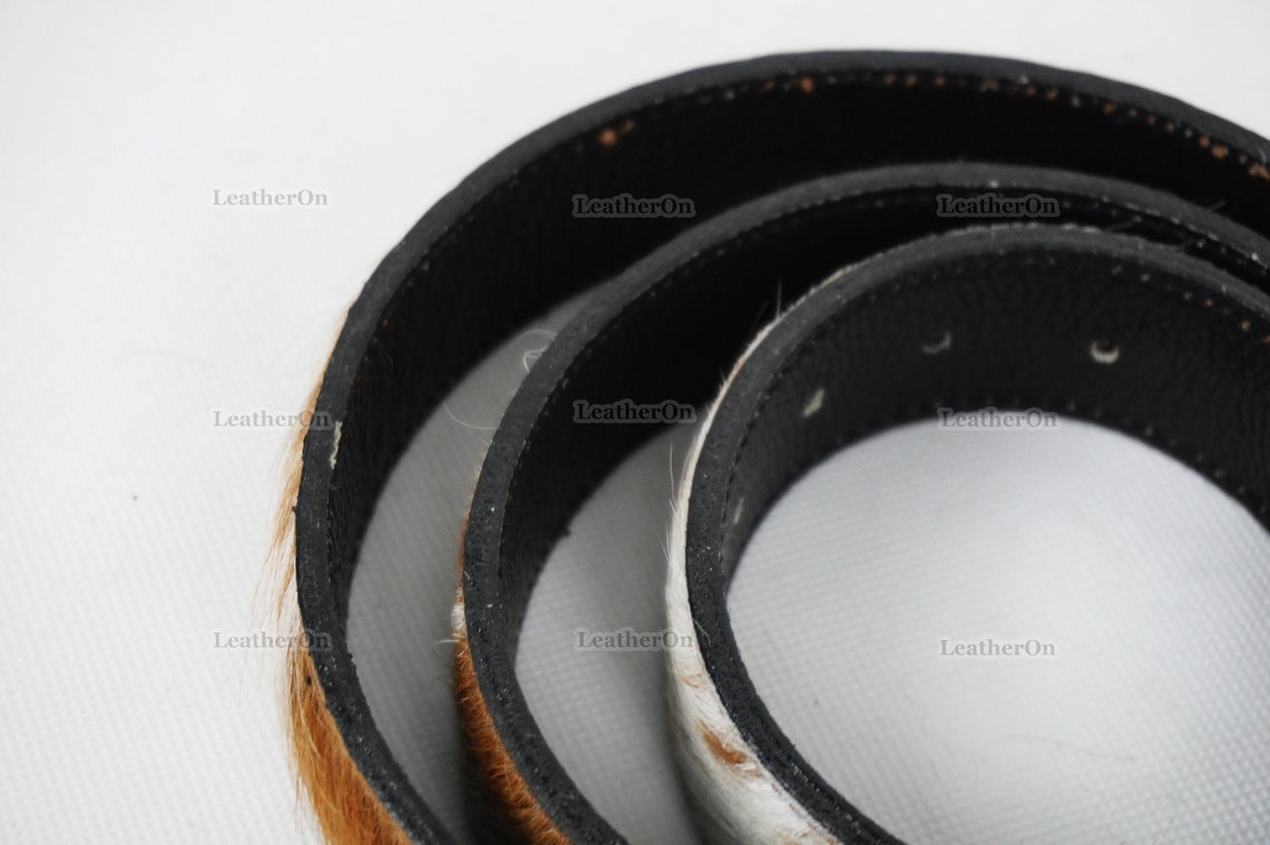 Genuine COWHIDE BELTS with Full Grain Leather Backside | Unisex 100% Natural Cow hide Belts | REAL Hair on Leather Belts | BLT16