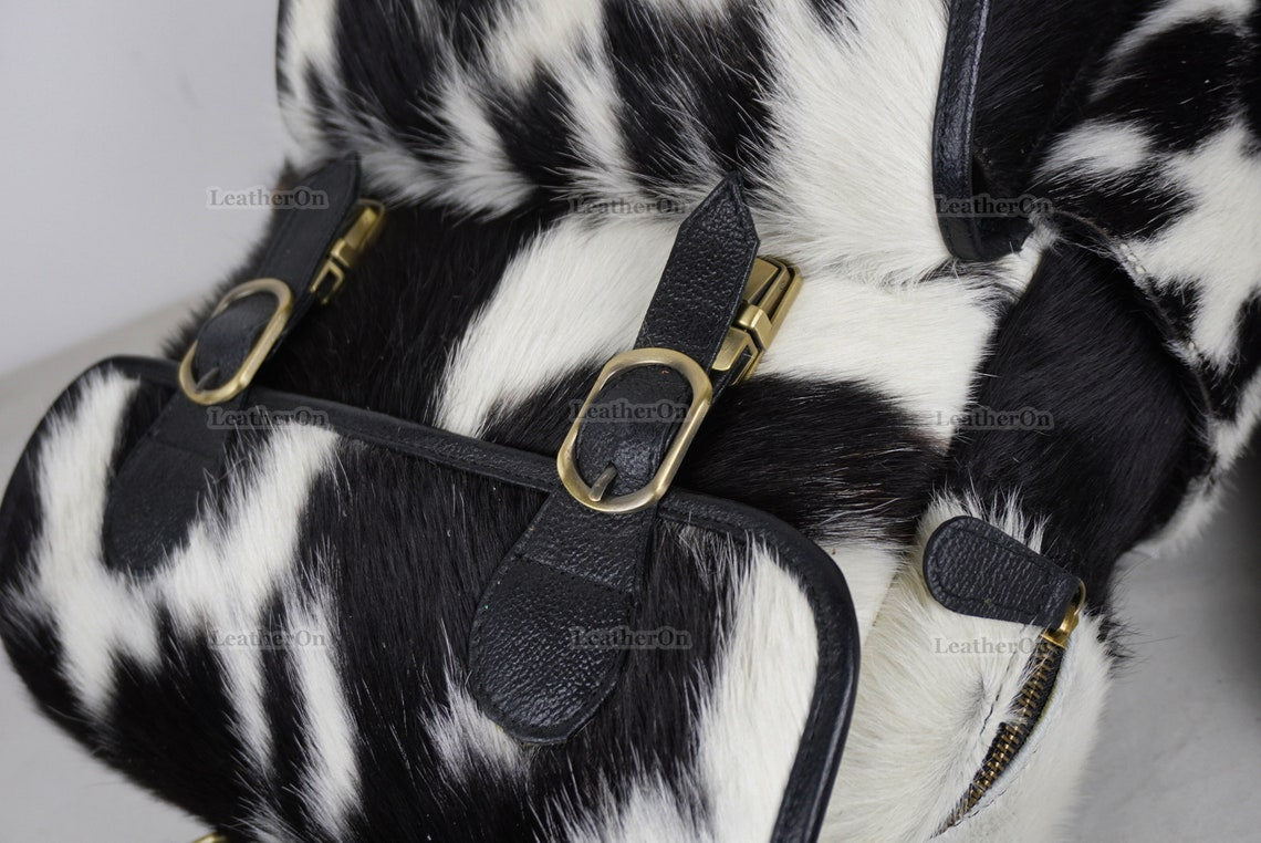 Cowhide Backpack | 100% Real Hair On Cowhide Leather Backpack | Cowhide Diaper Bag | Cowhide School Bag | Handmade Cowhide Backpack | BP101