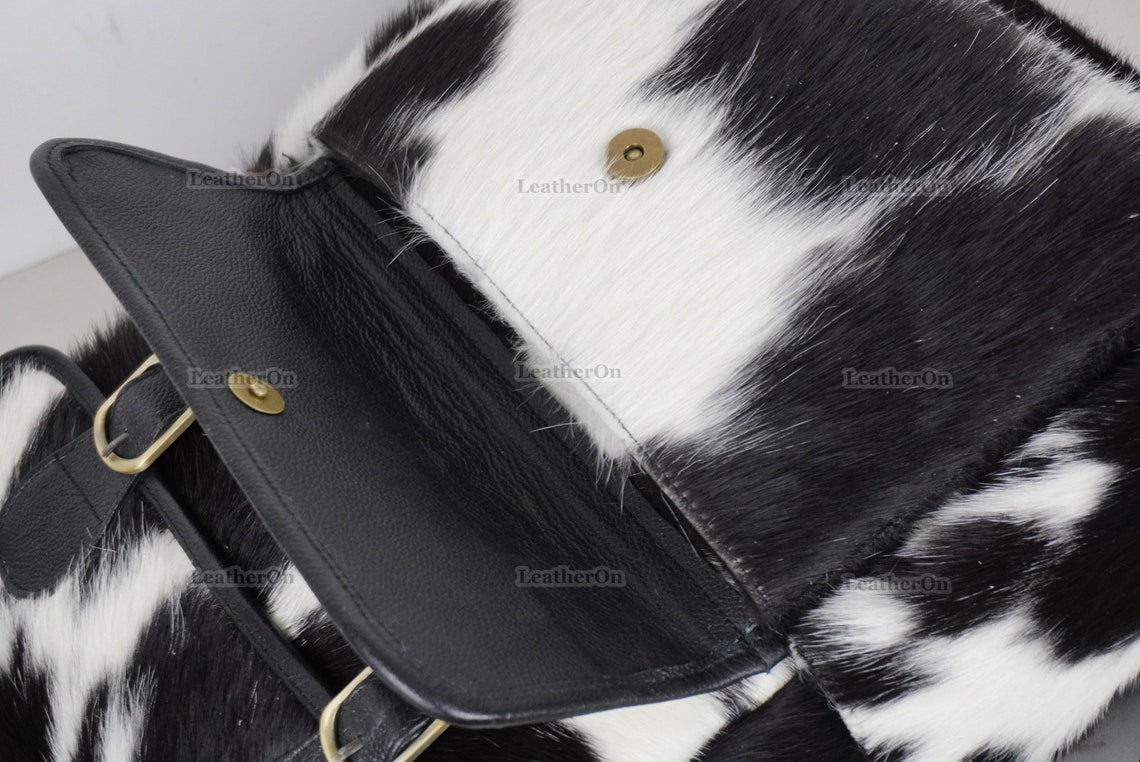 Cowhide Backpack | 100% Real Hair On Cowhide Leather Backpack | Cowhide Diaper Bag | Cowhide School Bag | Handmade Cowhide Backpack | BP101