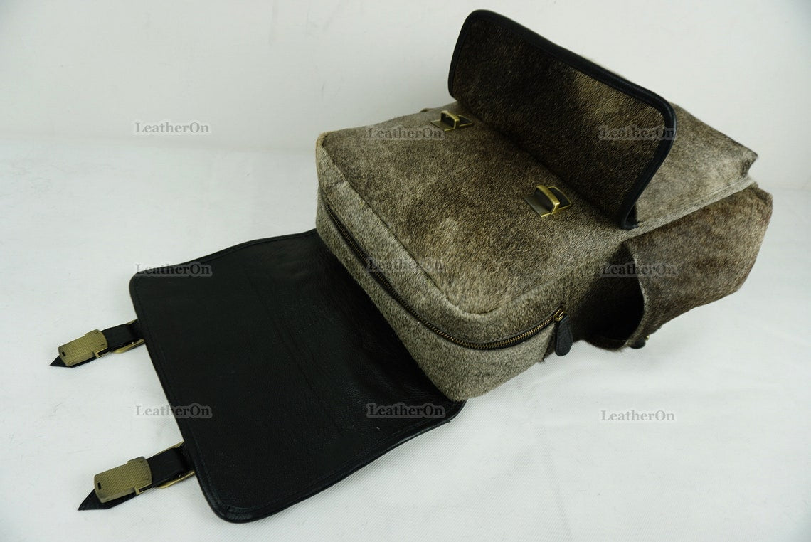 Cowhide Backpack | 100% Real Hair On Cowhide Leather Backpack | Cowhide Diaper Bag | Cowhide School Bag | Handmade Cowhide Backpack | BP102