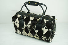 Load image into Gallery viewer, Cowhide Patchwork Duffel Bag | Natural Cowhide Duffel Bag | Hair-On-Leather Travel Bag | Cowhide Luggage Bag | Handmade Duffel Bag | DB92

