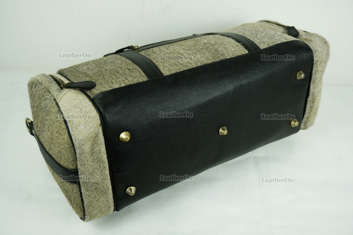 Cowhide Duffel Bag | Natural Cow Skin Duffel Bag | Hair-On-Leather Travel Bag | Cowhide Luggage Bag | Handmade Duffel Bag | DB111