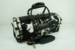 Cowhide Duffel Bag | Natural Cow Skin Duffel Bag | Hair-On-Leather Travel Bag | Cowhide Luggage Bag | Handmade Duffel Bag | DB112