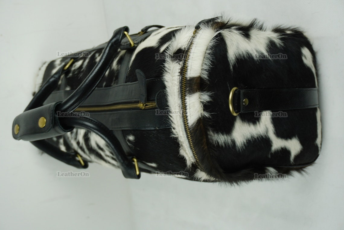Cowhide Duffel Bag | Natural Cow Skin Duffel Bag | Hair-On-Leather Travel Bag | Cowhide Luggage Bag | Handmade Duffel Bag | DB112
