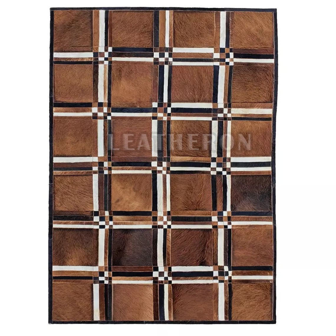 HANDMADE 100% Natural COWHIDE RUG | Patchwork Cowhide Area Rug | Real Cowhide Hallway Runner | Hair on Leather Cowhide Carpet | PR197