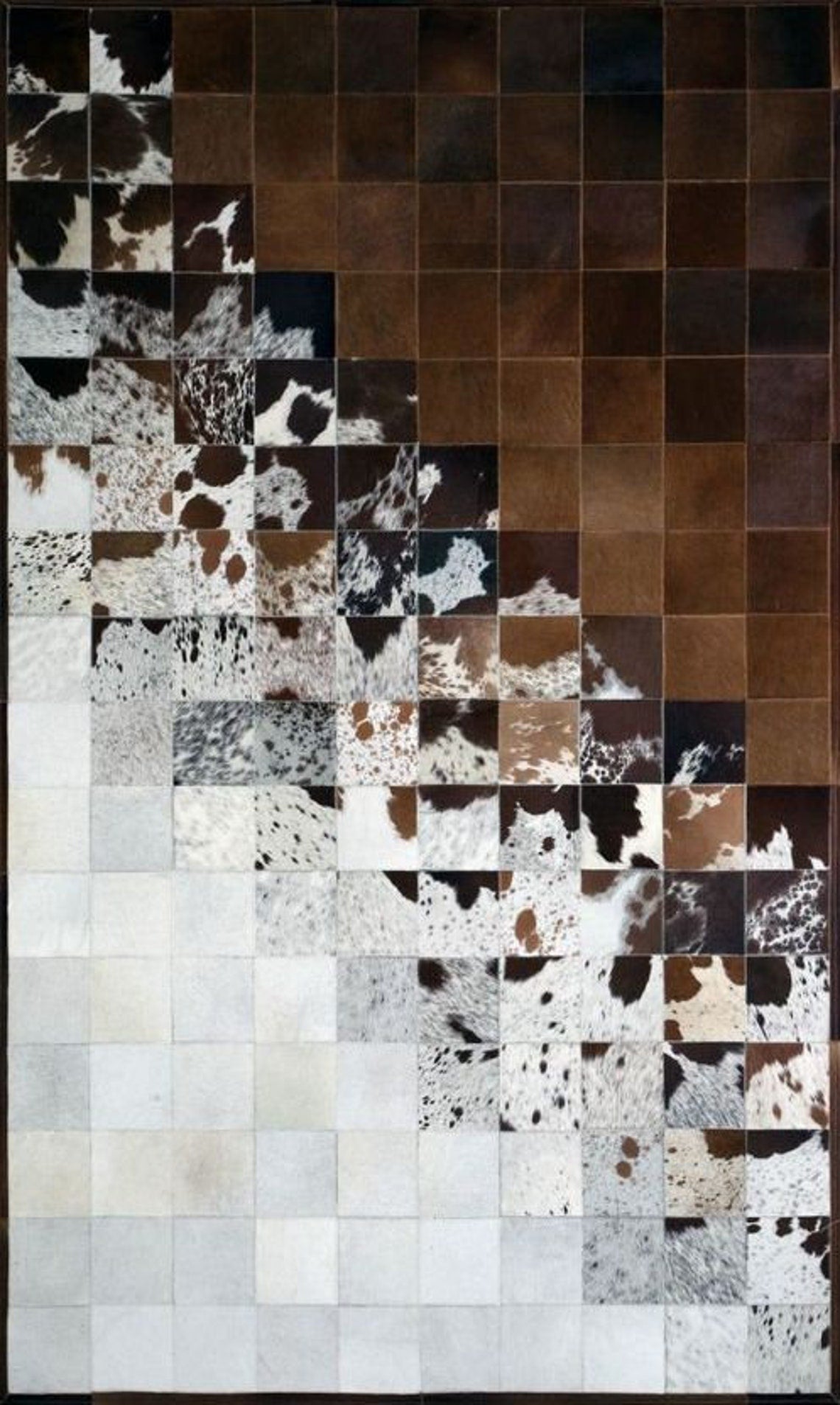 HANDMADE 100% Natural COWHIDE RUG | Patchwork Cowhide Area Rug | Real Cowhide Hallway Runner | Hair on Leather Cowhide Carpet | PR198