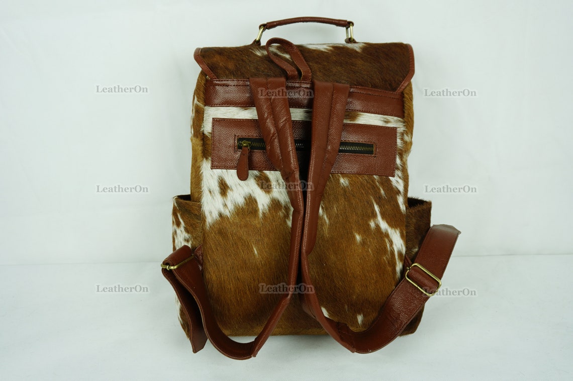 Cowhide Backpack | Real Hair On Cowhide Leather Backpack | Cowhide Diaper Bag | Cowhide School Bag | Cowhide Backpack with Key Lock | BP103