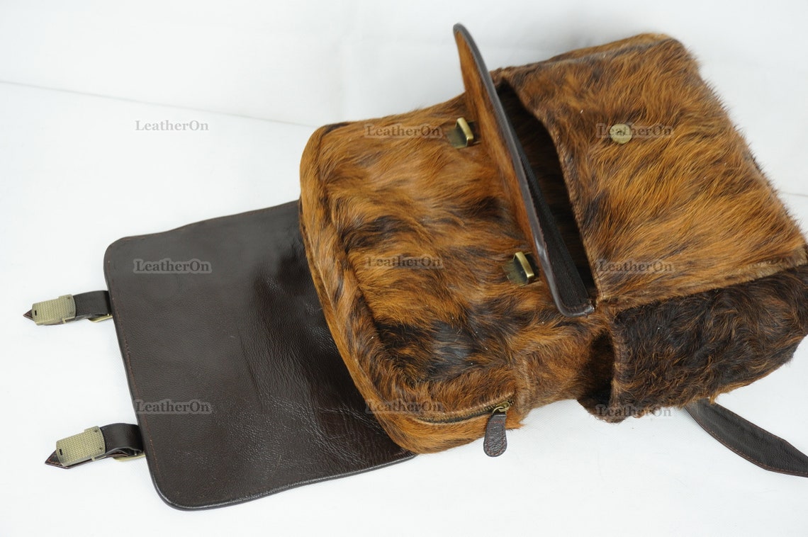 Cowhide Backpack | Real Hair On Cowhide Leather Backpack | Cowhide Diaper Bag | Cowhide School Bag | Cowhide Backpack with Key Lock | BP104