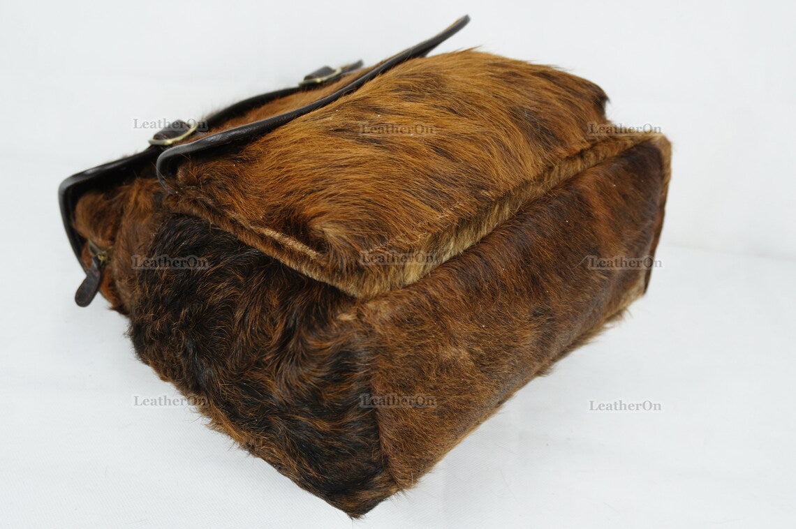 Cowhide Backpack | Real Hair On Cowhide Leather Backpack | Cowhide Diaper Bag | Cowhide School Bag | Cowhide Backpack with Key Lock | BP104