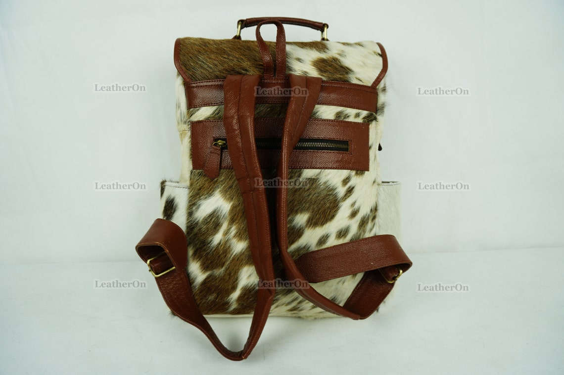 Cowhide Backpack | Real Hair On Cowhide Leather Backpack | Cowhide Diaper Bag | Cowhide School Bag | Cowhide Backpack with Key Lock | BP105