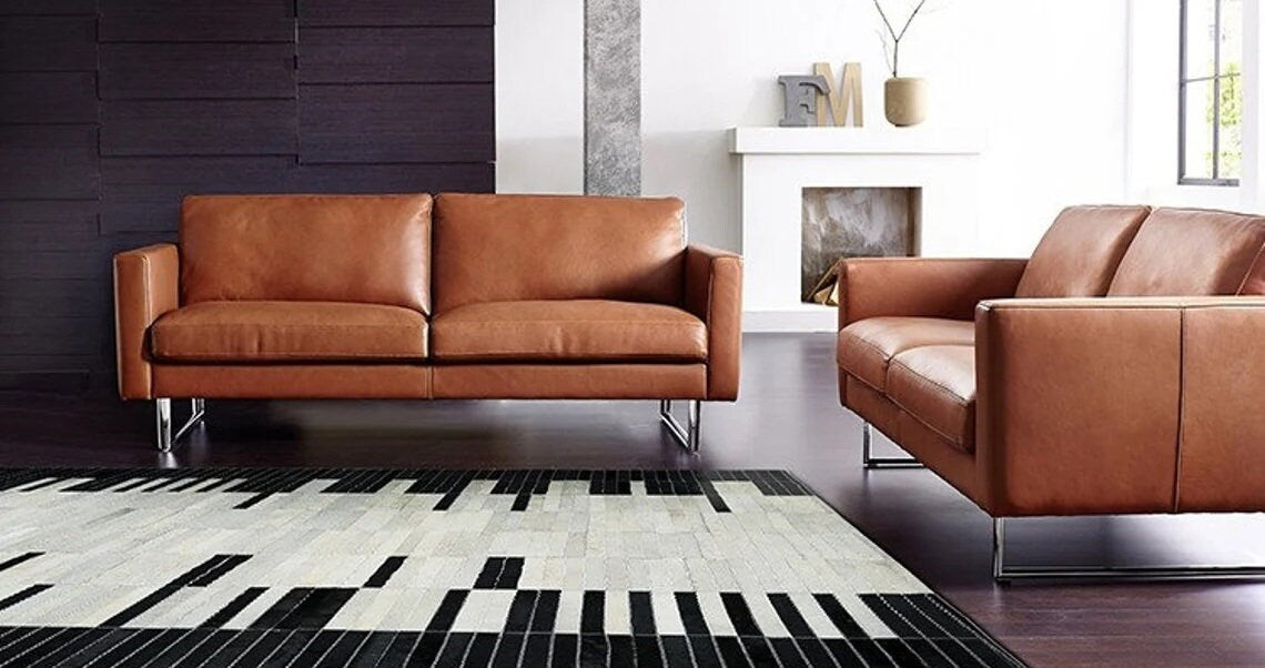 HANDMADE 100% Natural COWHIDE RUG | Patchwork Cowhide Area Rug | Real Cowhide Hallway Runner | Hair on Leather Cowhide Carpet | PR202