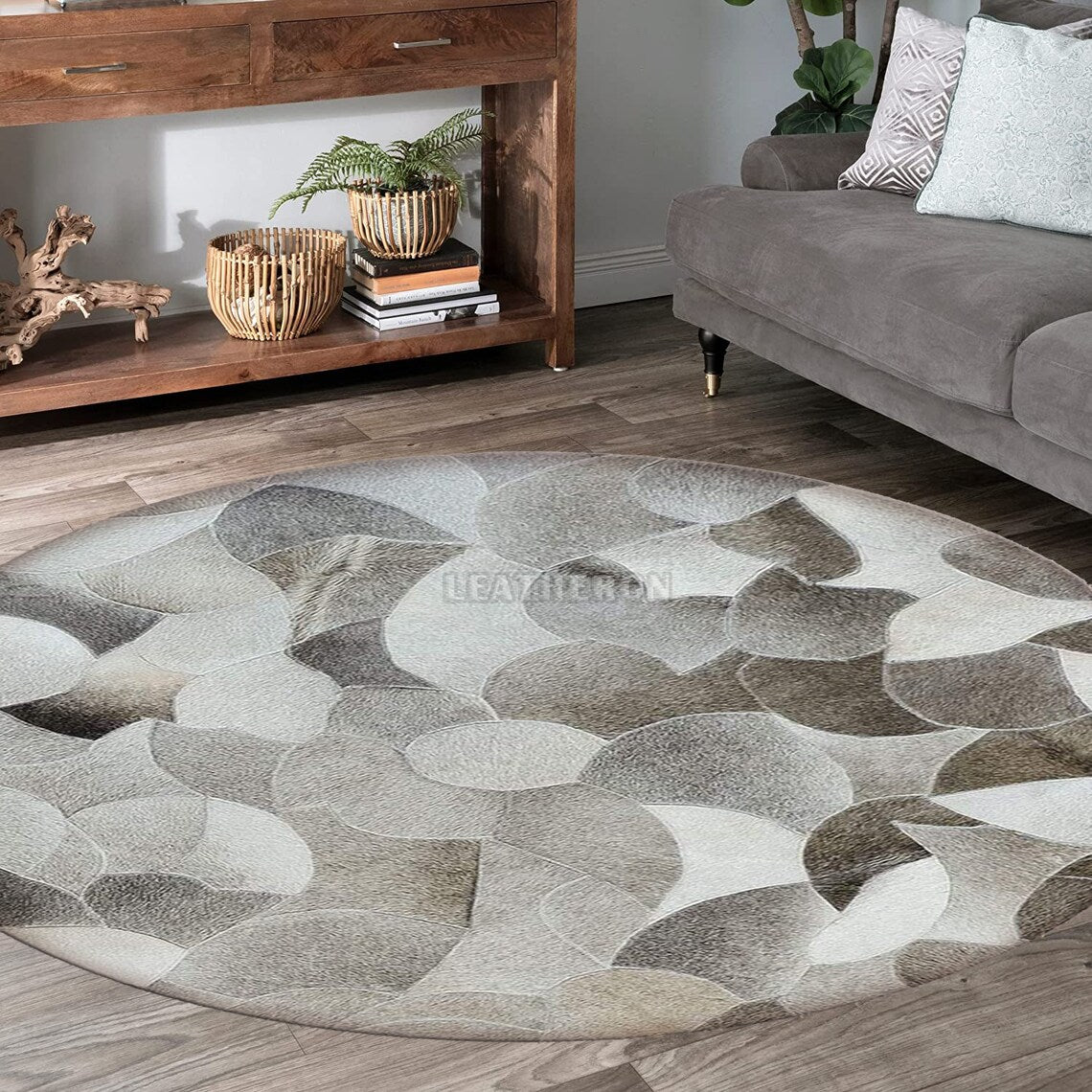 HANDMADE 100% Natural COWHIDE RUG | Patchwork Cowhide Area Rug | Hair on Leather Cowhide Carpet | PR205