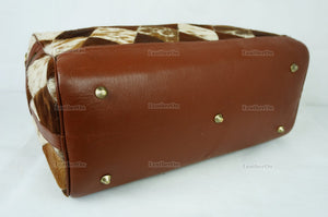 Cowhide Patchwork Duffel Bag | Natural Cowhide Duffel Bag | Hair-On-Leather Travel Bag | Cowhide Luggage Bag | Handmade Duffel Bag | DB93