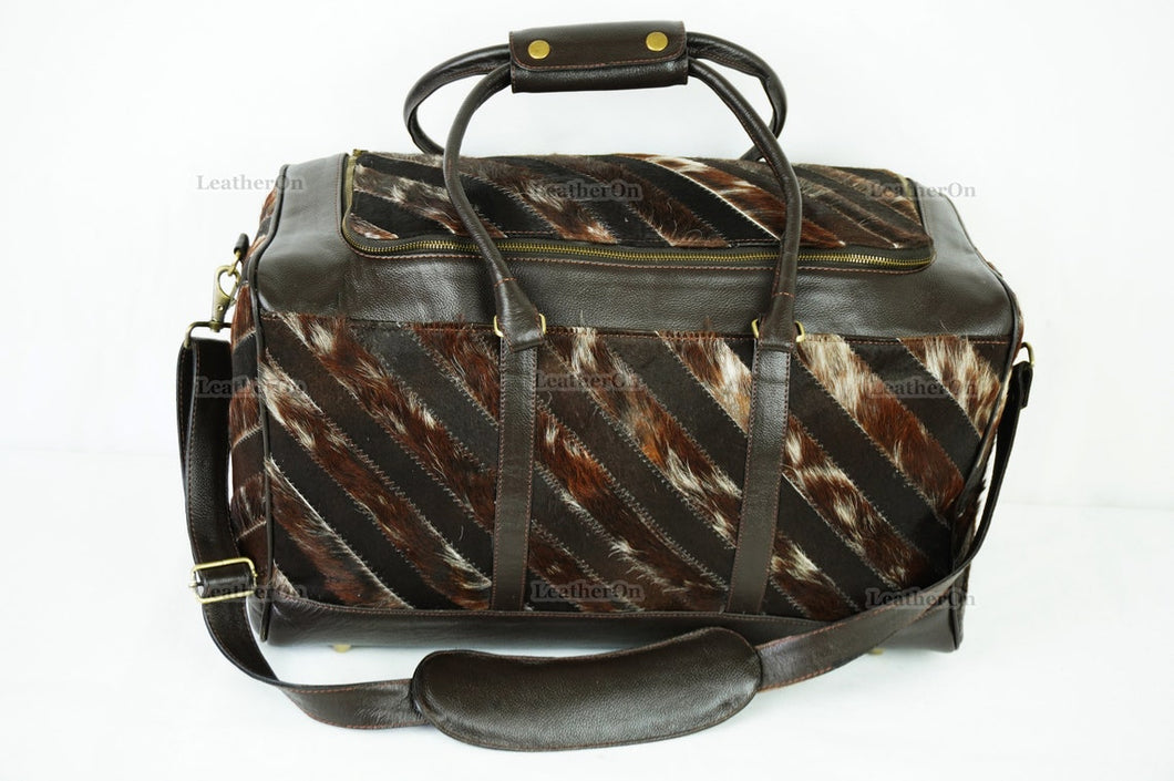 Large Duffel Bag!! Cowhide Patchwork Duffel Bag | Hair-On-Leather Travel Bag | Cow Skin Luggage Bag | Handmade Cowhide Duffel Bag | DB103