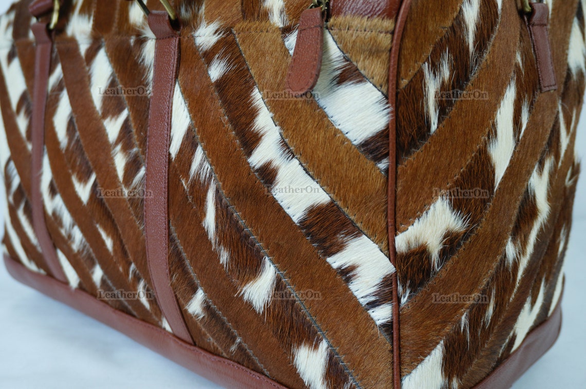 Large Duffel Bag!! Cowhide Patchwork Duffel Bag | Hair-On-Leather Travel Bag | Cow Skin Luggage Bag | Handmade Cowhide Duffel Bag | DB104