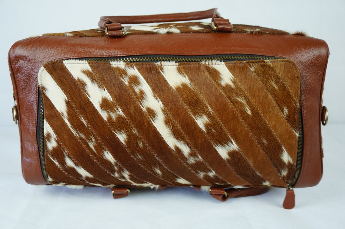 Large Duffel Bag!! Cowhide Patchwork Duffel Bag | Hair-On-Leather Travel Bag | Cow Skin Luggage Bag | Handmade Cowhide Duffel Bag | DB104
