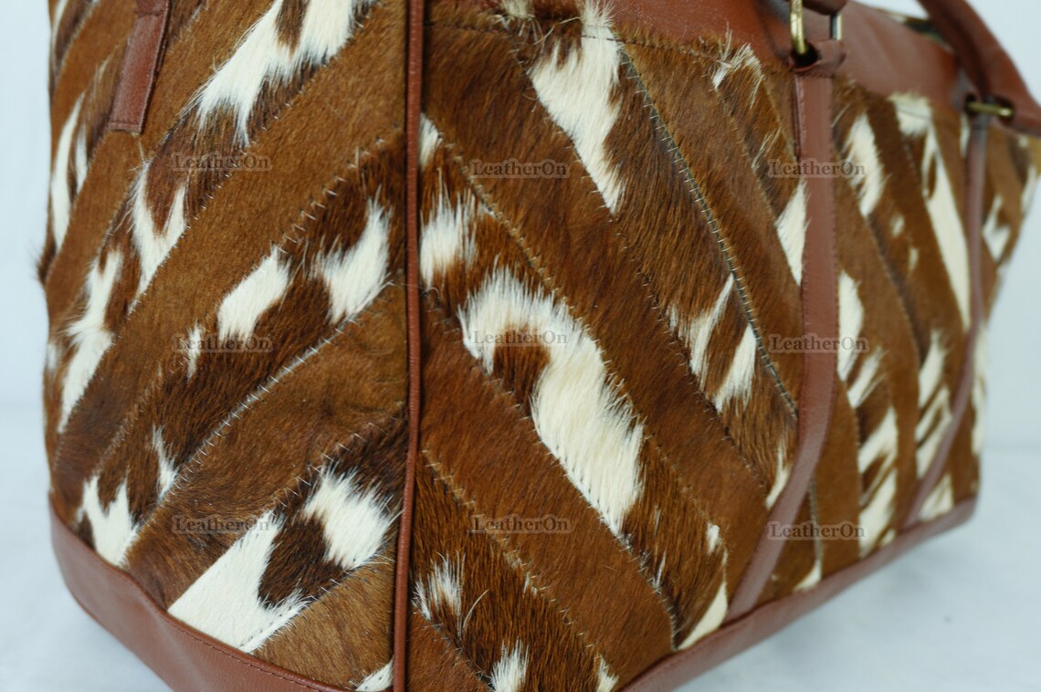 Large Duffel Bag!! Cowhide Patchwork Duffel Bag | Hair-On-Leather Travel Bag | Cow Skin Luggage Bag | Handmade Cowhide Duffel Bag | DB104