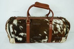 Cowhide Duffel Bag | Natural Cow Skin Duffel Bag | Hair-On-Leather Travel Bag | Cowhide Luggage Bag | Handmade Duffel Bag | DB113