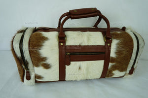 Cowhide Duffel Bag | Natural Cow Skin Duffel Bag | Hair-On-Leather Travel Bag | Cowhide Luggage Bag | Handmade Duffel Bag | DB114