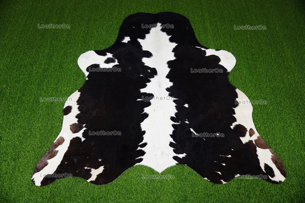 Black White Cowhide (5 X 5 ft.) Medium Size Exact As Photo Cowhide RUG | 100% Natural Cowhide Rug | Real Hair-on Cowhide Leather Rug | C852