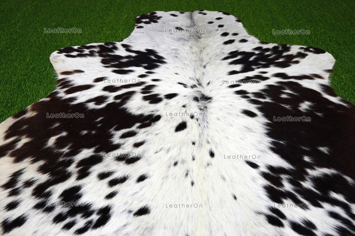 Tricolor Cowhide (5 X 5 ft.) Medium Size Exact As Photo Cowhide RUG | 100% Natural Cowhide Rug | Real Hair-on Cowhide Leather Rug | C853