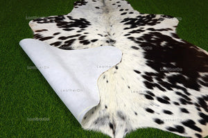 Tricolor Cowhide (5 X 5 ft.) Medium Size Exact As Photo Cowhide RUG | 100% Natural Cowhide Rug | Real Hair-on Cowhide Leather Rug | C853