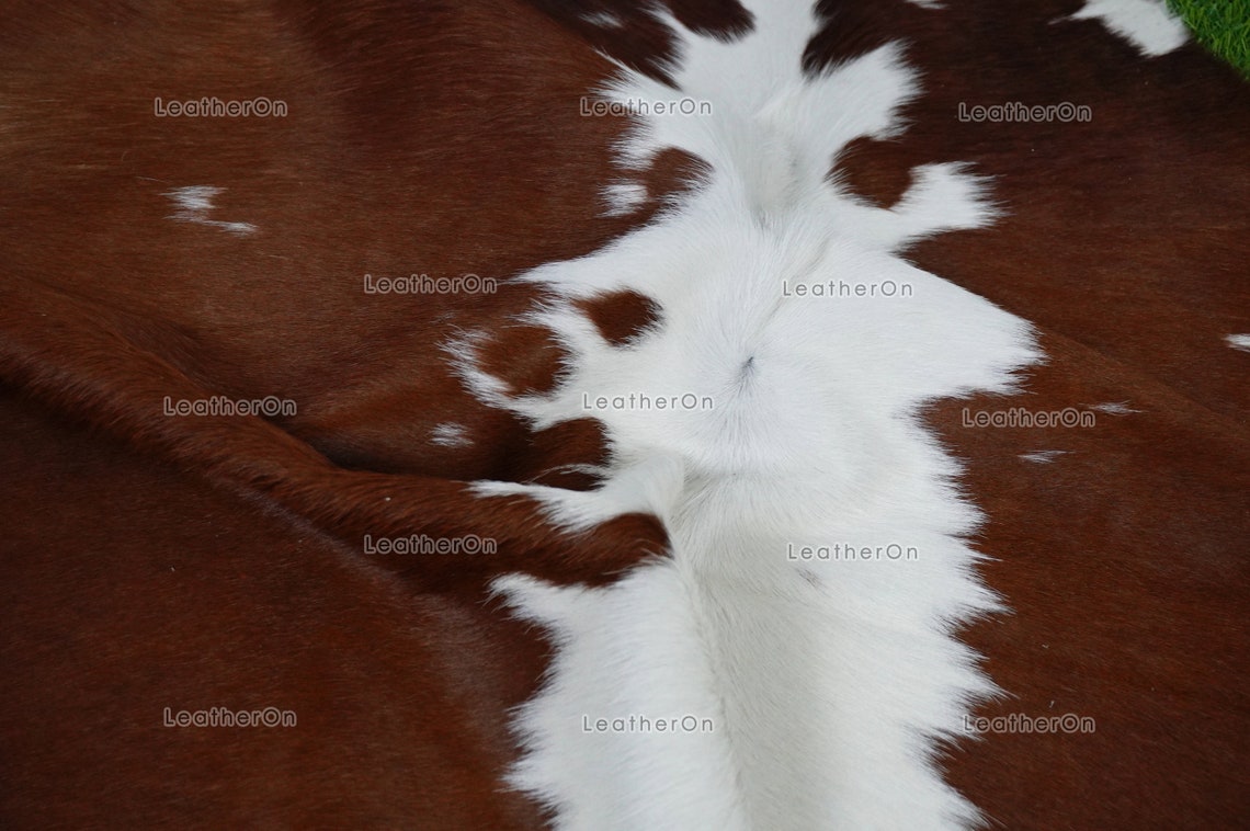 Brown White Small (3.5 X 4 ft.) Exact As Photo Cowhide Rug | 100% Natural Cowhide Area Rug | Real Hair-on Leather Cowhide Rug | C854
