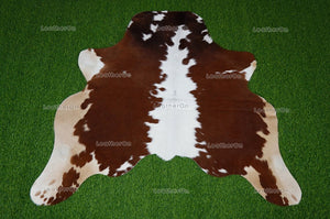 Brown White Small (3.5 X 4 ft.) Exact As Photo Cowhide Rug | 100% Natural Cowhide Area Rug | Real Hair-on Leather Cowhide Rug | C854