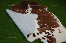 Load image into Gallery viewer, Brown White Cowhide (5 X 5 ft.) Medium Size Exact As Photo Cowhide RUG | 100% Natural Cowhide Rug | Real Hair-on Cowhide Leather Rug | C858
