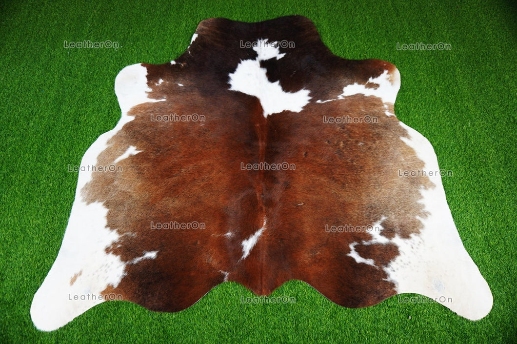 Tricolor Large (5 X 5.9 ft.) Exact As Photo Cowhide Area RUG | 100% Natural Cowhide Rug | Genuine Hair-on Cowhide Leather Rug | C859