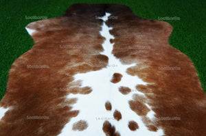 Tricolor Small (4 X 4 ft.) Exact As Photo Cowhide Rug | 100% Natural Cowhide Area Rug | Real Hair-on Leather Cowhide Rug | C861